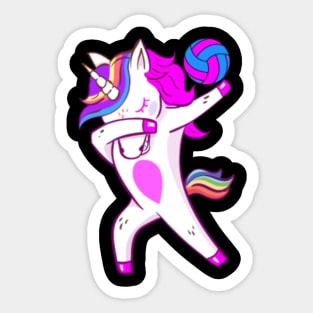 Volleyball Dabbing Cute Unicorn Player Sticker